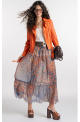 Saia Floral Midi Petroleo