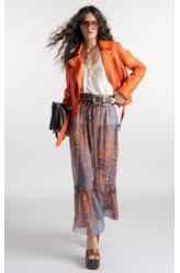 Saia Floral Midi Petroleo