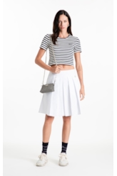 Saia Galles Pleats Midi Branco