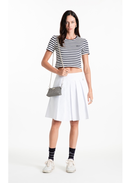Saia Galles Pleats Midi Branco