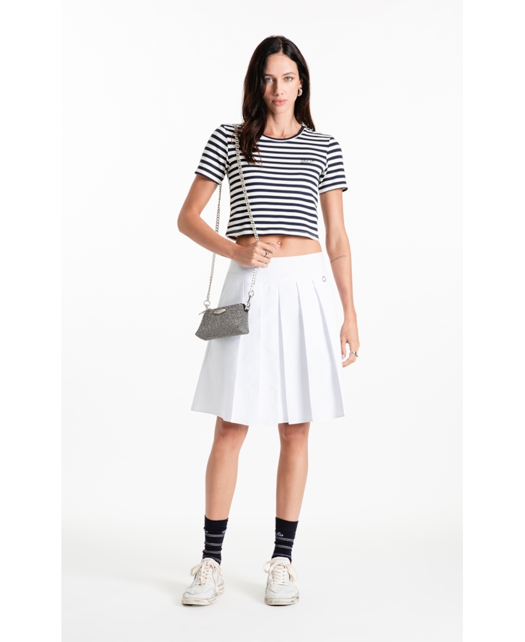 Saia Galles Pleats Midi Branco