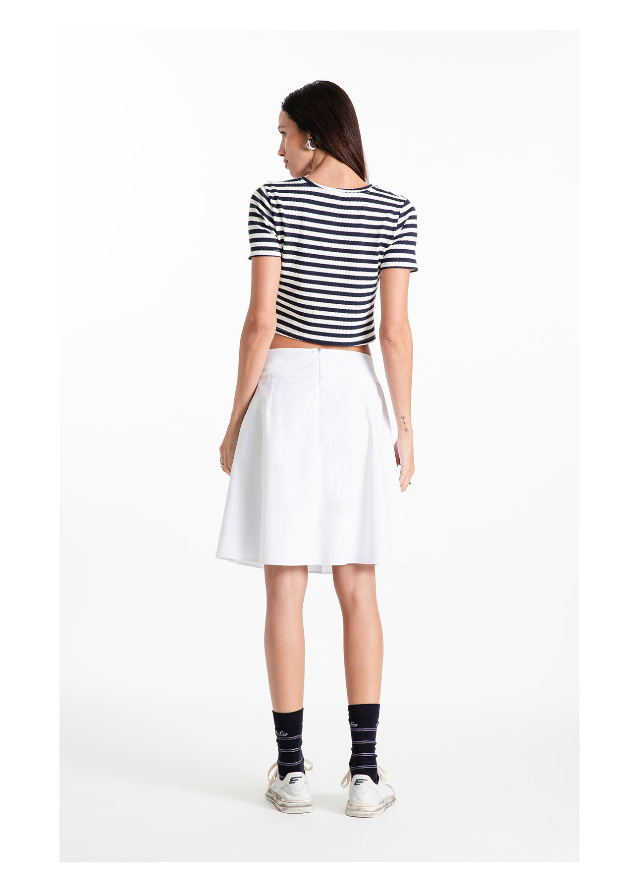 Saia Galles Pleats Midi Branco