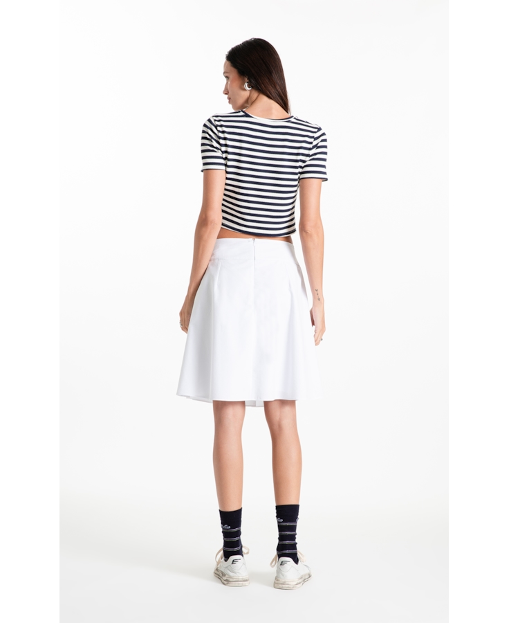 Saia Galles Pleats Midi Branco