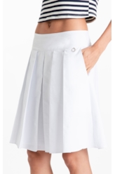 Saia Galles Pleats Midi Branco