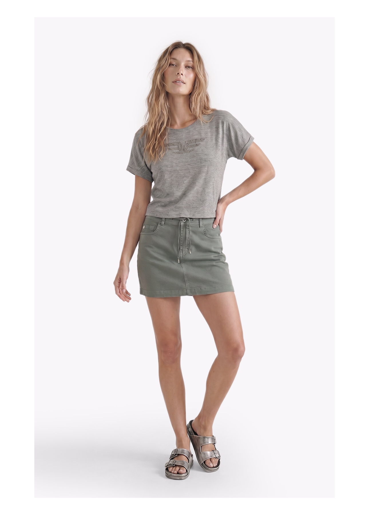 Saia Jogging Color Emma Preppy Verde Oliva