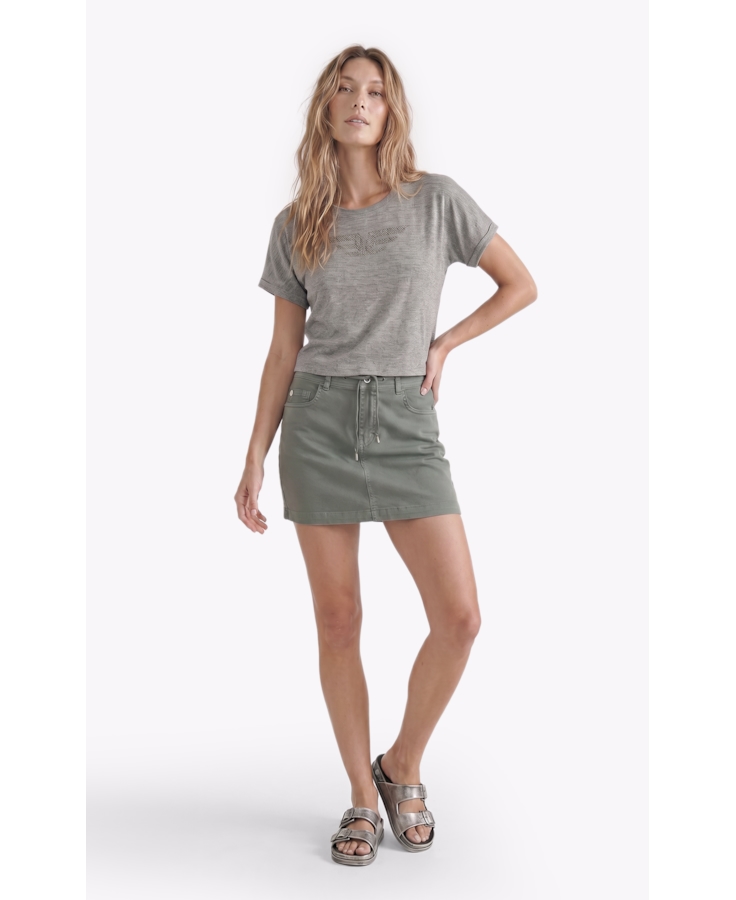 Saia Jogging Color Emma Preppy Verde Oliva