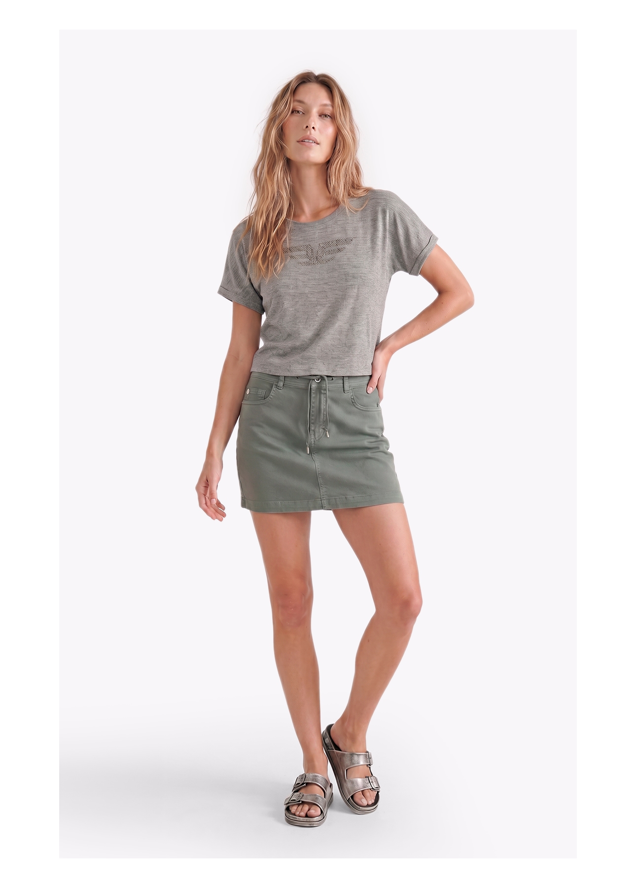 Saia Jogging Color Emma Preppy Verde Oliva