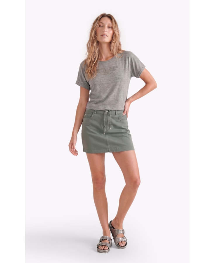 Saia Jogging Color Emma Preppy Verde Oliva