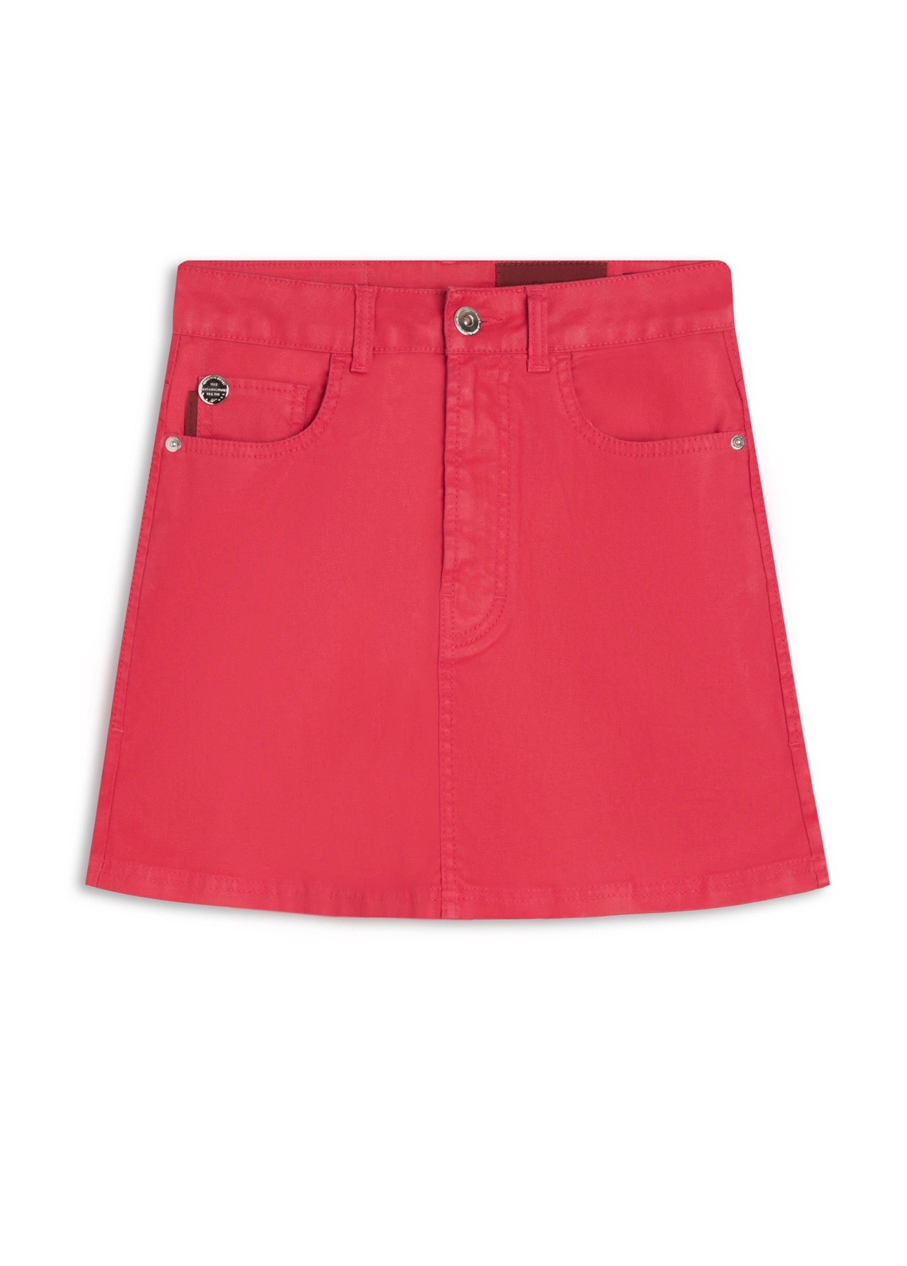 Saia Leather Denim Emma Cereja