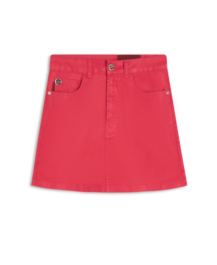 Saia Leather Denim Emma Cereja