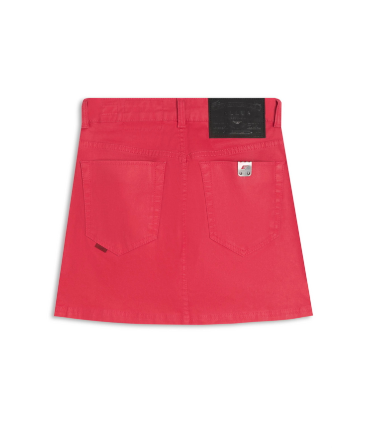 Saia Leather Denim Emma Cereja