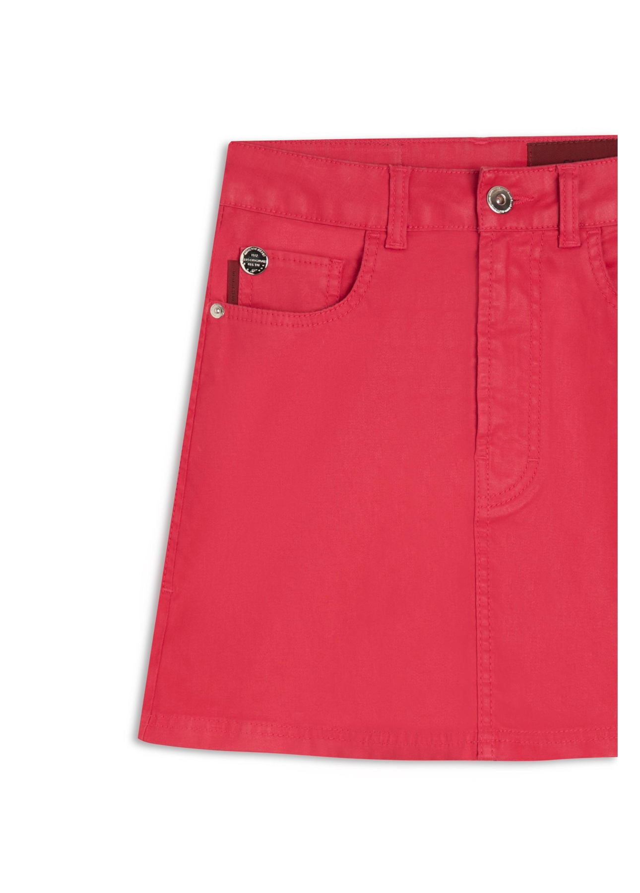 Saia Leather Denim Emma Cereja