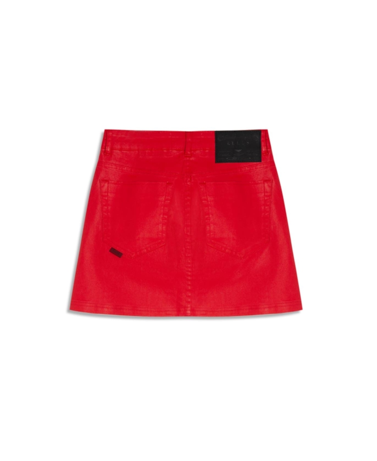 Saia Leather Denim Emma Vermelho