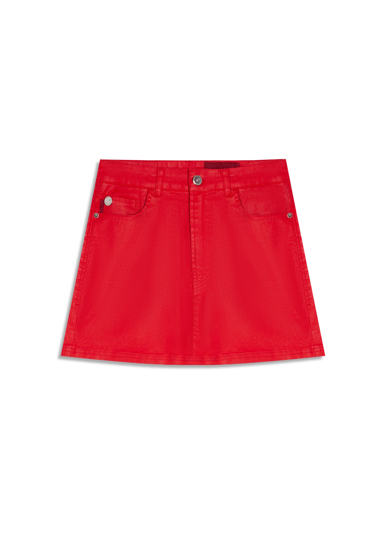 Saia Leather Denim Emma Vermelho