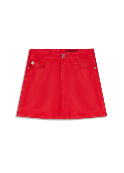 Saia Leather Denim Emma Vermelho