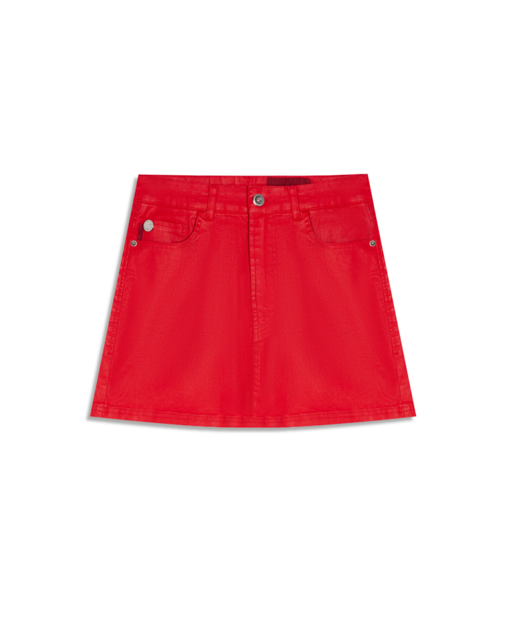 Saia Leather Denim Emma Vermelho