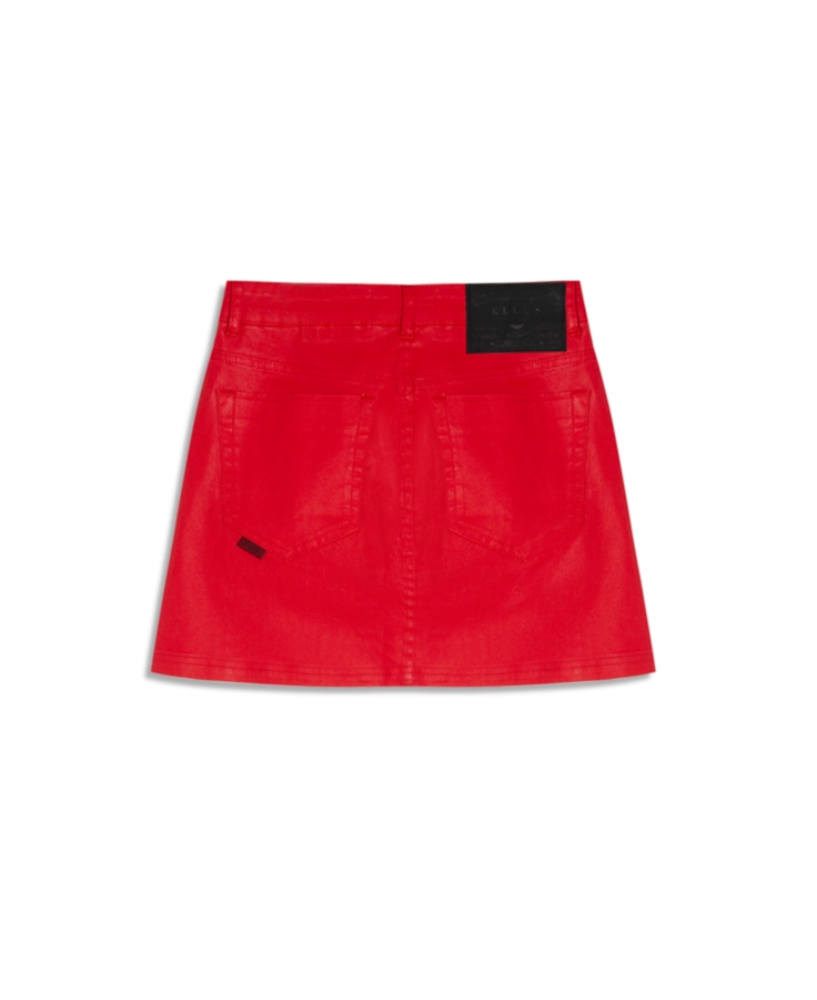 Saia Leather Denim Emma Vermelho