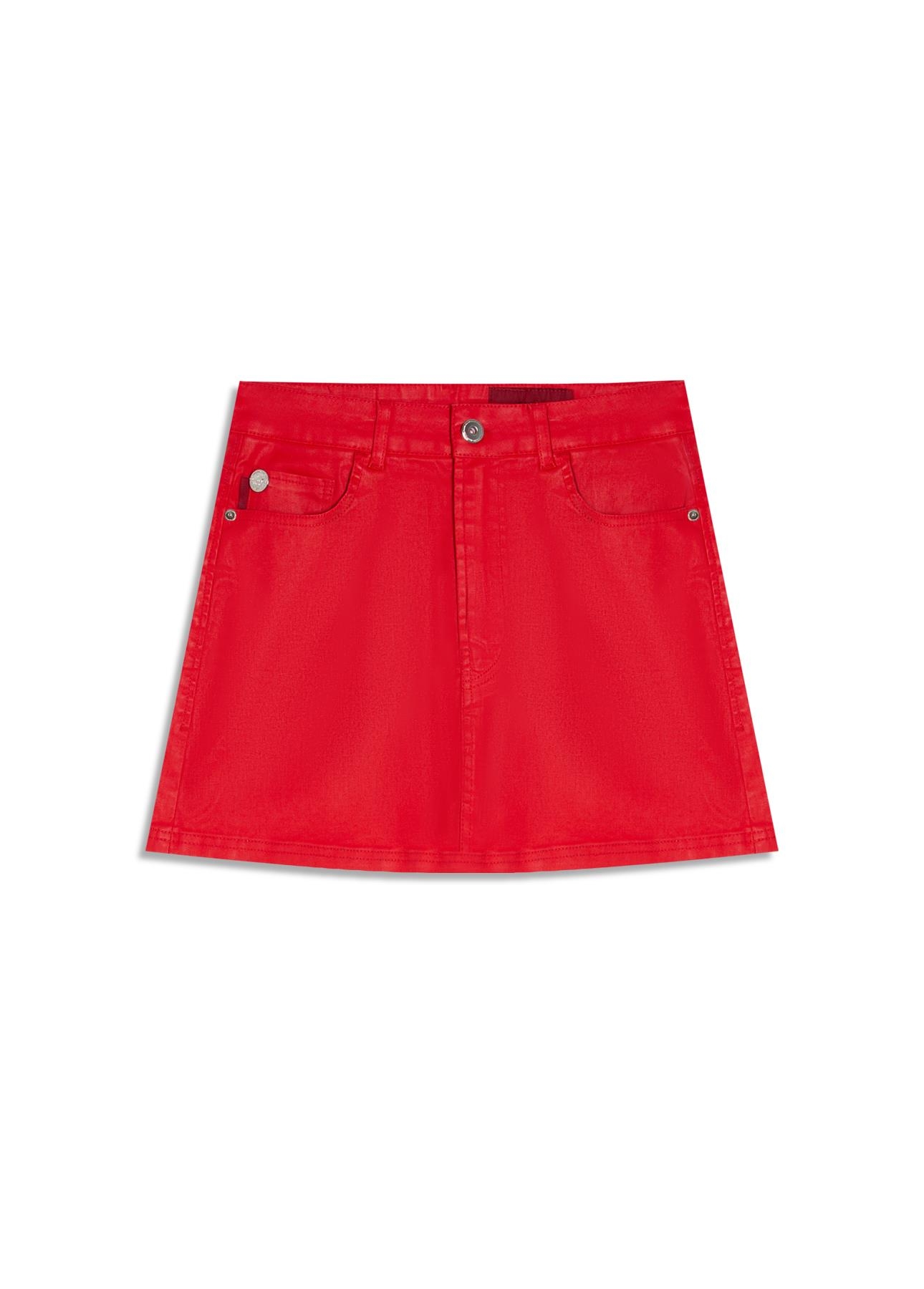 Saia Leather Denim Emma Vermelho