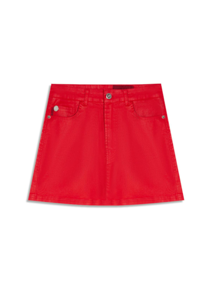 Saia Leather Denim Emma Vermelho