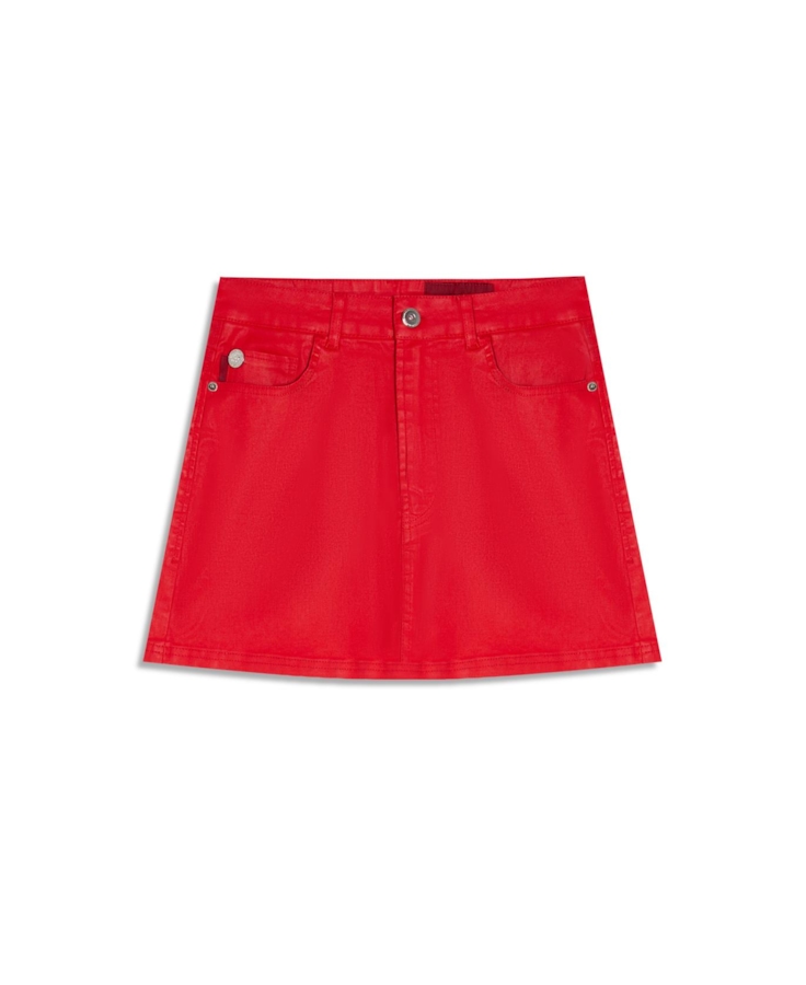 Saia Leather Denim Emma Vermelho