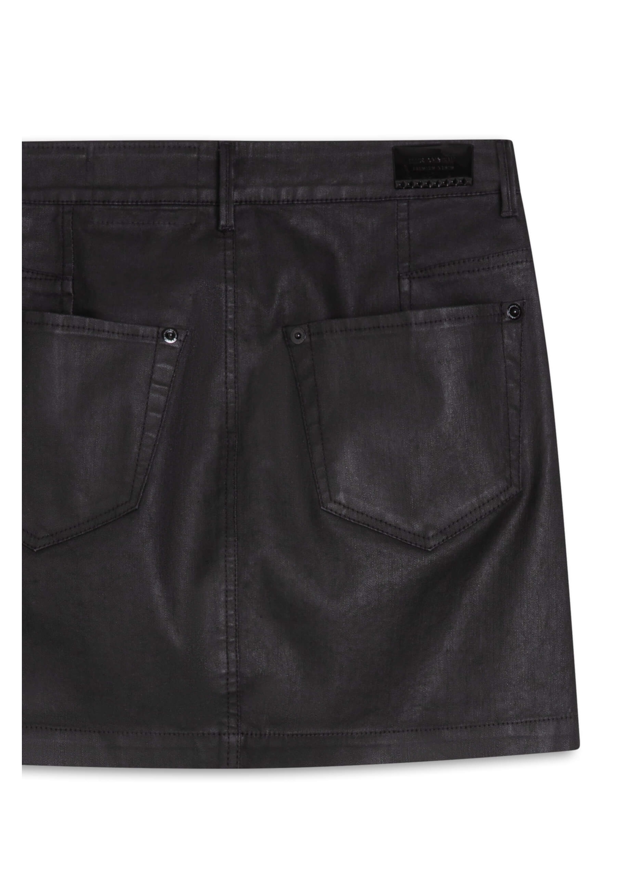 Saia Leather Denim Zoe Preto