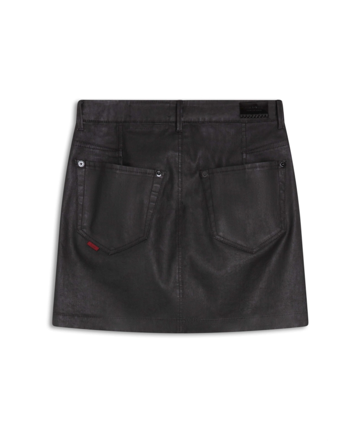 Saia Leather Denim Zoe Preto