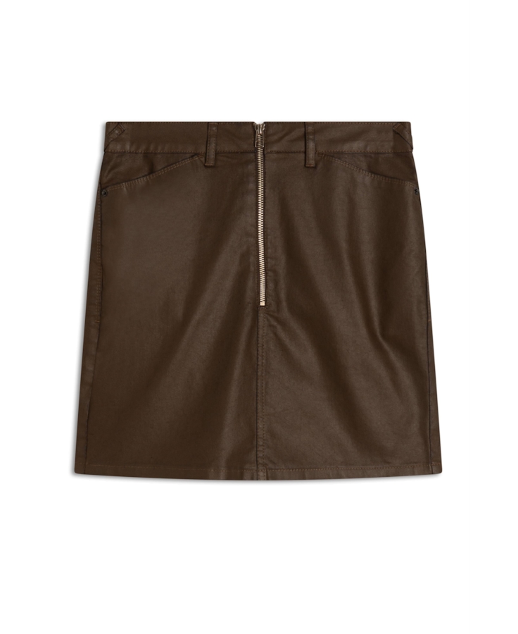 Saia Leather Elastic Khloe Marrom Escuro