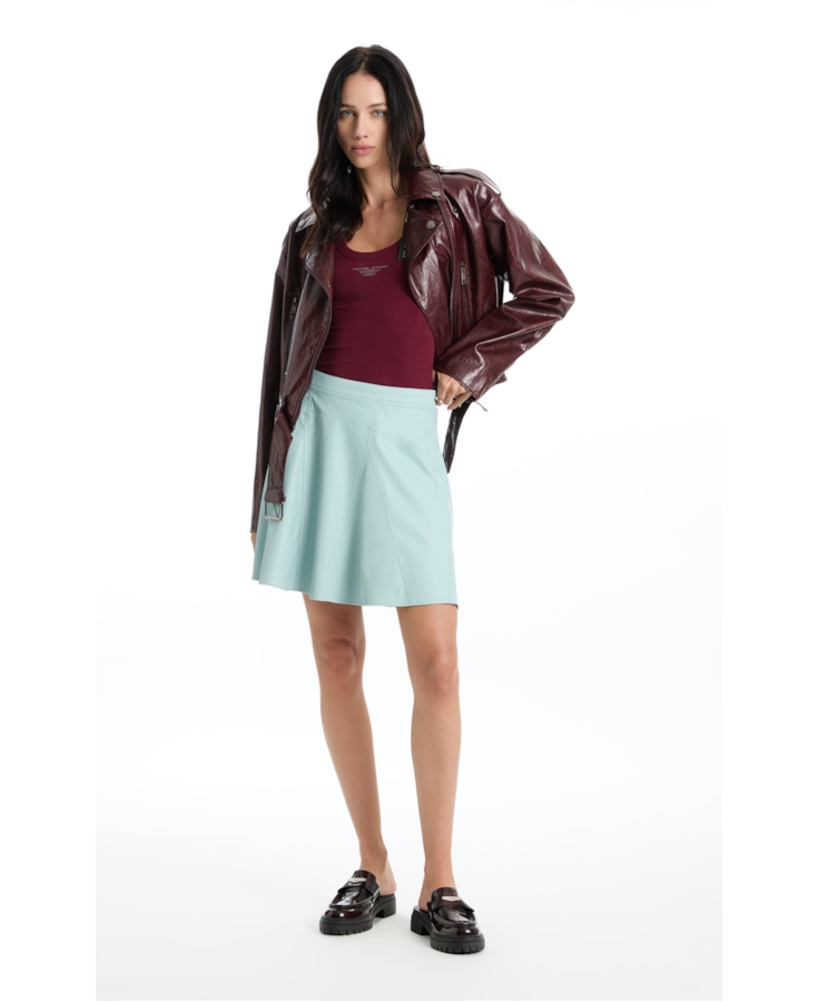 Saia Leather Like Ellus Azul Claro