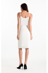 Saia Leather Like Lapis Midi Branco