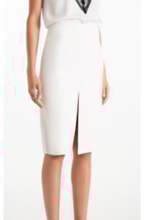 Saia Leather Like Lapis Midi Branco