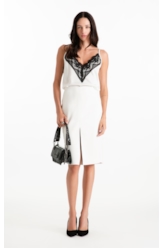 Saia Leather Like Lapis Midi Branco