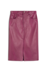 Saia Leather Like Slit Midi Beringela
