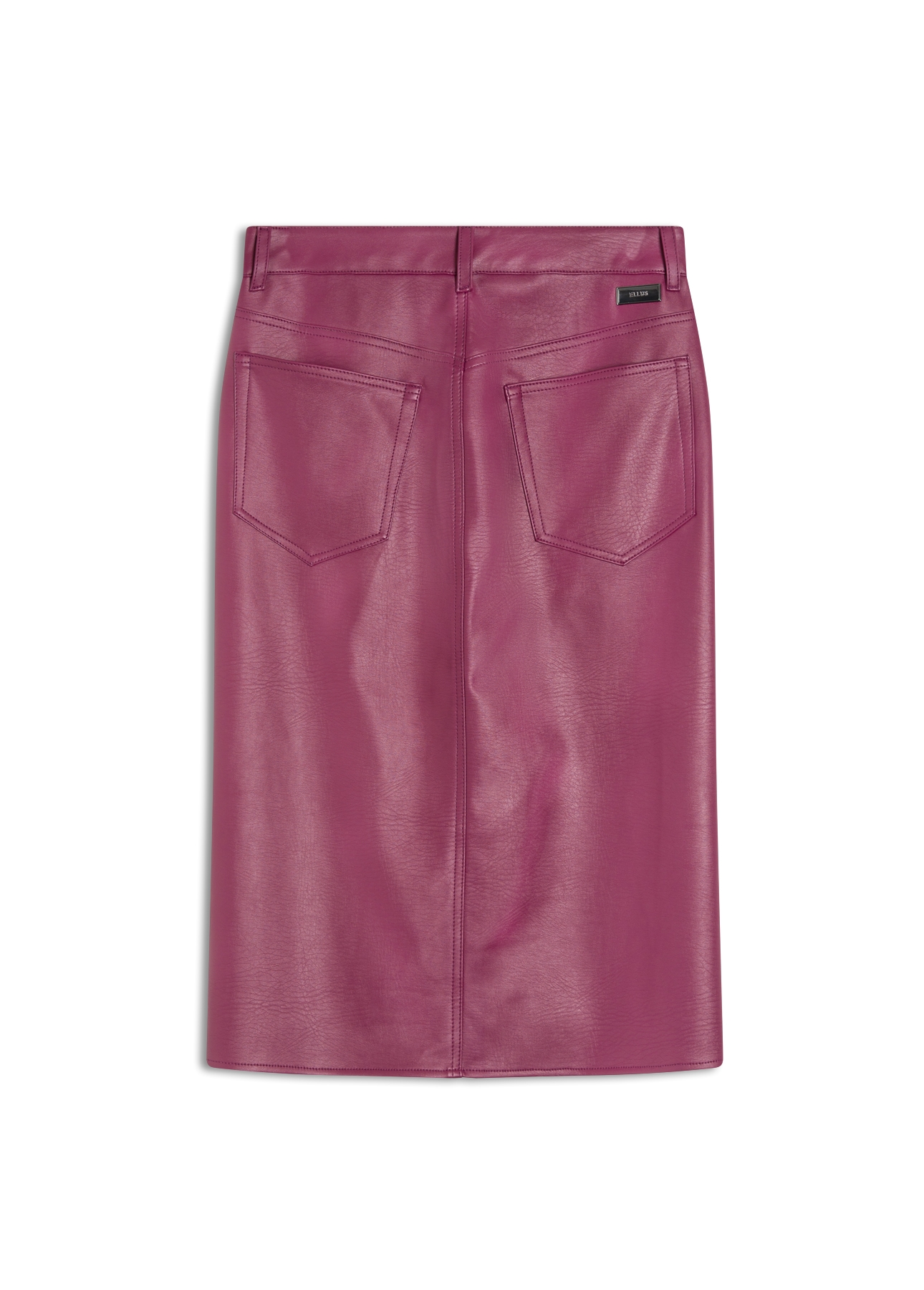 Saia Leather Like Slit Midi Beringela