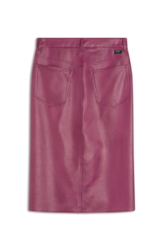 Saia Leather Like Slit Midi Beringela