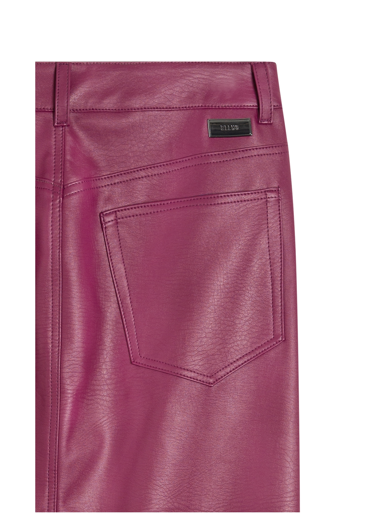 Saia Leather Like Slit Midi Beringela