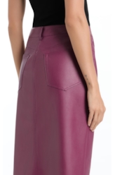 Saia Leather Like Slit Midi Beringela