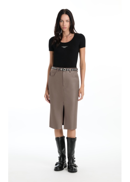 Saia Leather Like Slit Midi Mouse