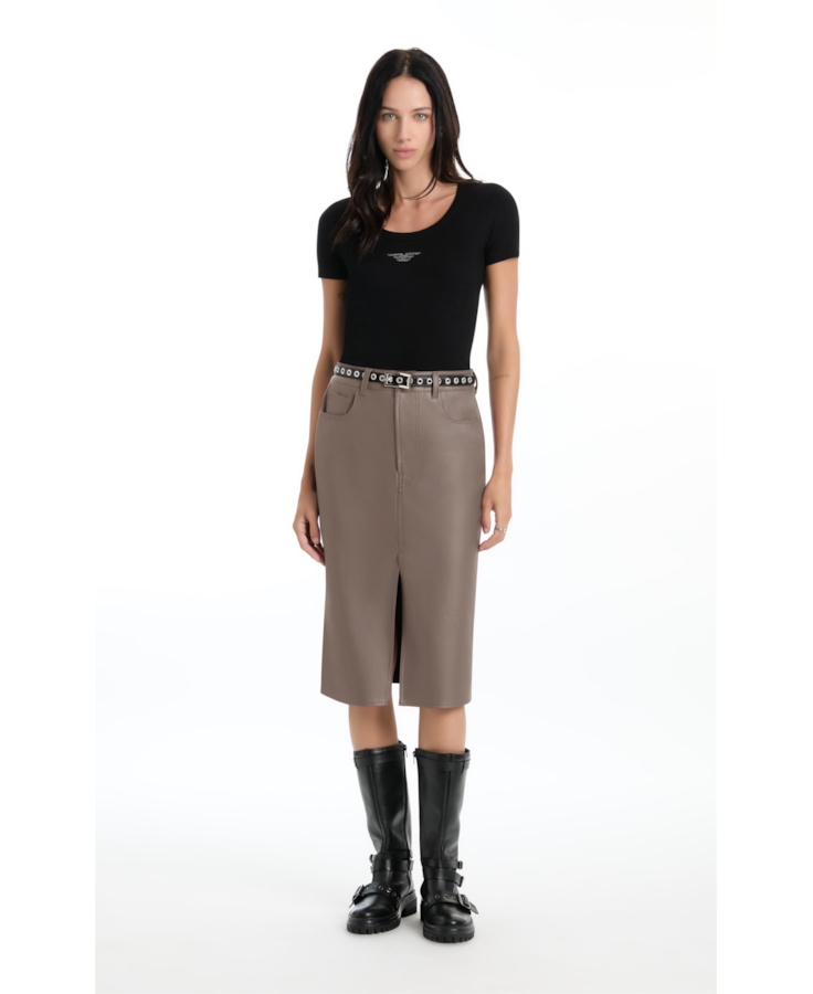 Saia Leather Like Slit Midi Mouse
