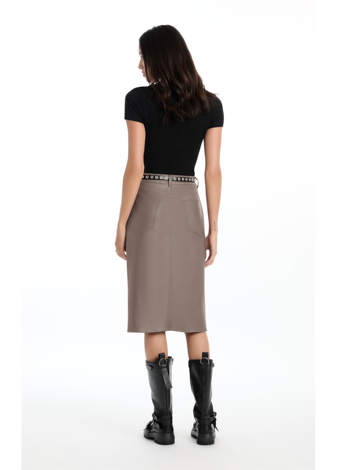 Saia Leather Like Slit Midi Mouse