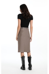 Saia Leather Like Slit Midi Mouse