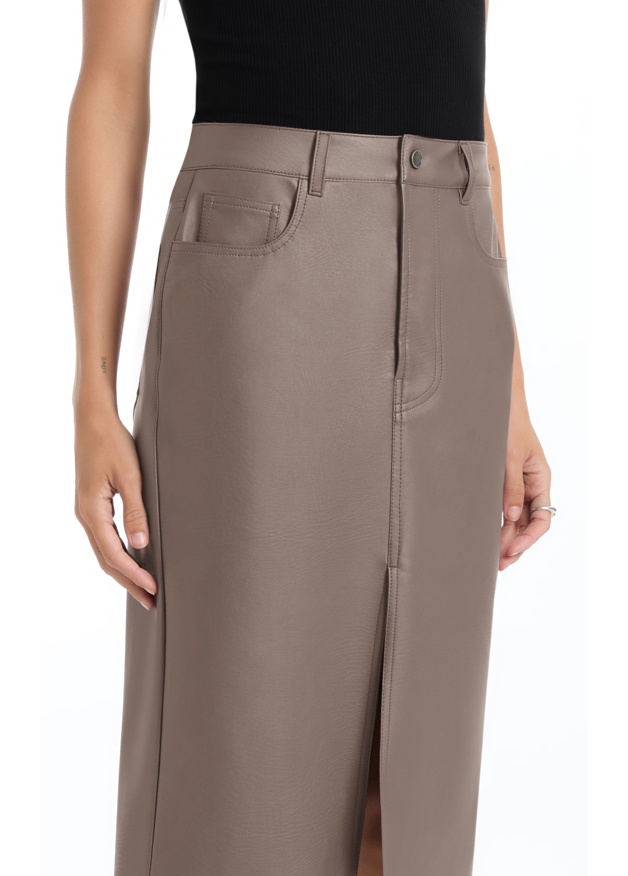 Saia Leather Like Slit Midi Mouse