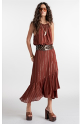 Saia Lurex Wrap Skirt Marrom