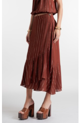 Saia Lurex Wrap Skirt Marrom