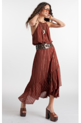 Saia Lurex Wrap Skirt Marrom