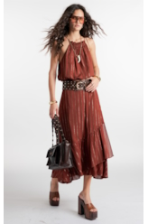 Saia Lurex Wrap Skirt Marrom