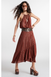 Saia Lurex Wrap Skirt Marrom