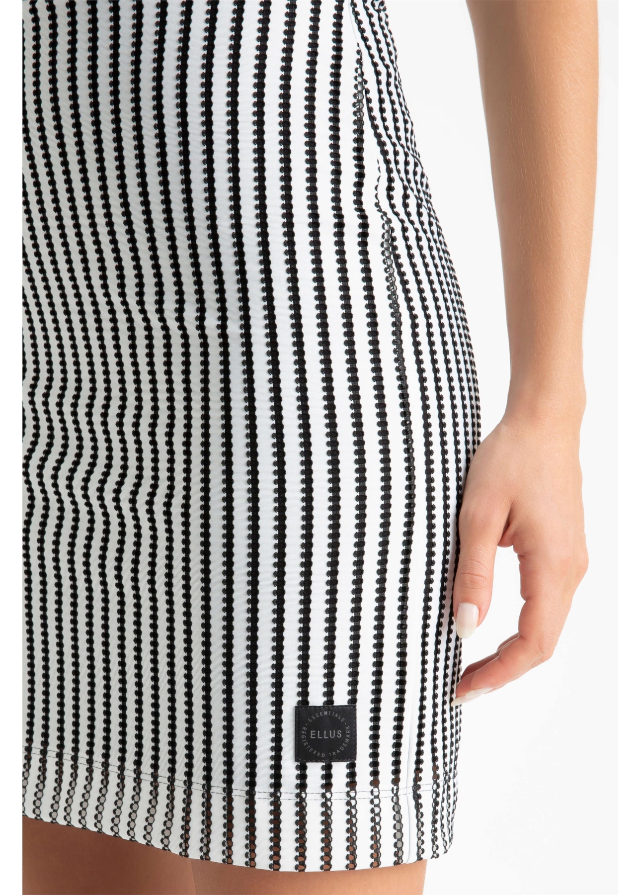 Saia Malha Chain Stripes Slim Off White