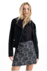 Saia Metal Tweed Straight Preto