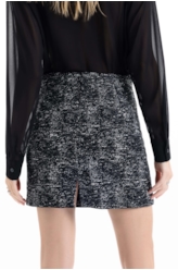 Saia Metal Tweed Straight Preto