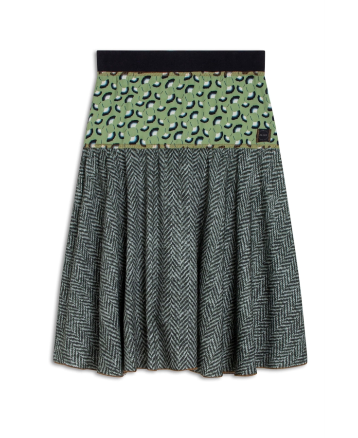 Saia Midi Luna Chevron Estampado